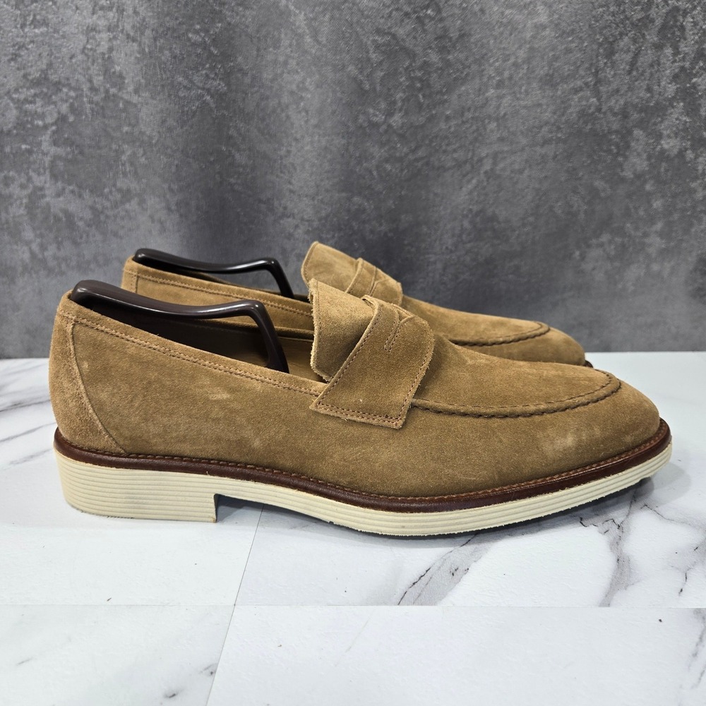 Johnston & Murphy Collection Penny Loafers Mens 9M Tan Suede Slip On Italy